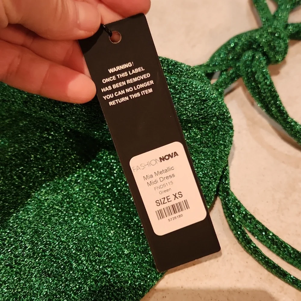 Fashion Nova Sparkling Green Midi Dress - Picture 10 of 12